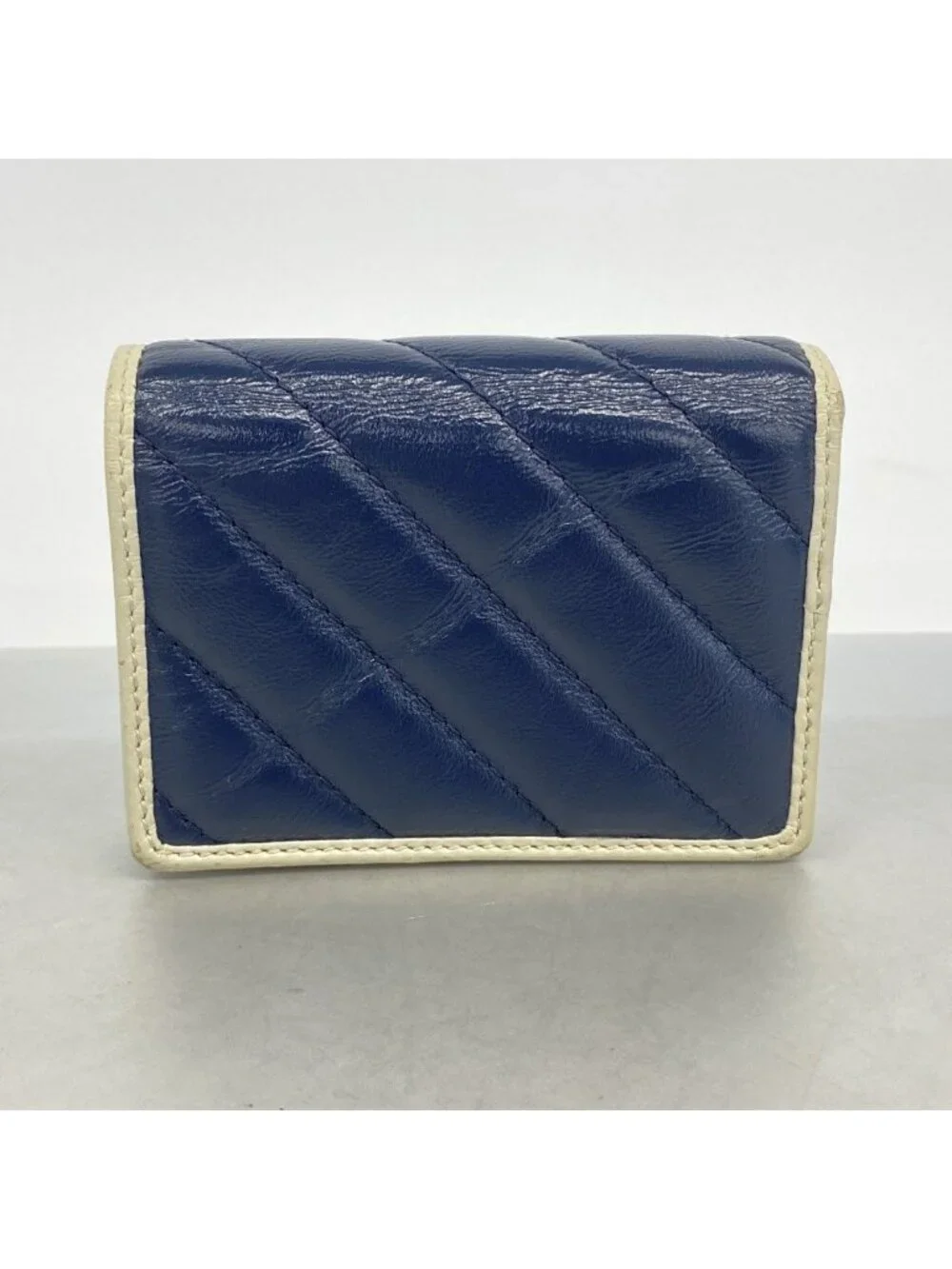 Gucci Wallet GG Marmont Leather Navy White Silver